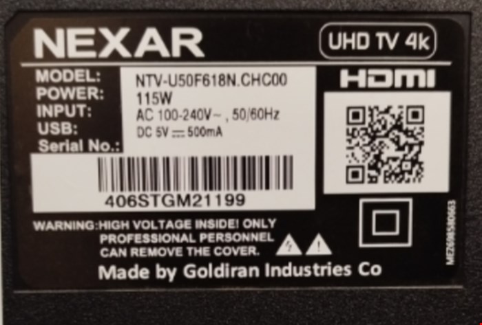 کنترل اصل شرکتی تلویزیون و ال ای دی نکسار Nexar NTV-U50F618N